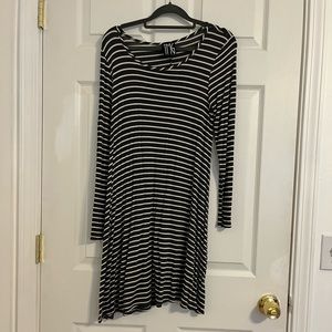 Grey and white striped dress